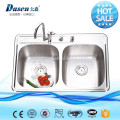 CUPC punch double bowl 50/50 submount kitchen sink with bottom drying grid